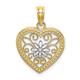14ct Two tone Gold Beaded Love Heart Pendant Necklace With White Flower and Filigree Center Two color Measures 17.9x14.4mm Wide Jewelry Gifts for Women