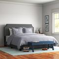 Andover Mills™ Fredson Upholstered Low Profile Standard Bed Velvet, Wood in Gray | 52 H x 80 W x 85 D in | Wayfair 549802354FDF4B2FA13B2A88D694EE2B