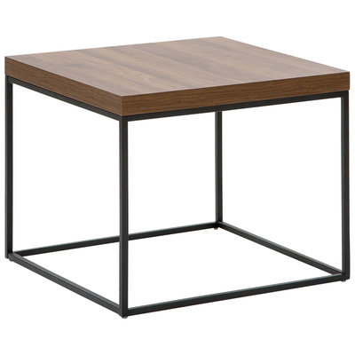 Beistelltisch Braun Schwarz 42 x 60 cm Quadratische MDF Tischplatte Pulverbeschichtet Metall Quadratisch Klassisch
