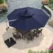 Latitude Run® Senner 12’ Round Lighted Patio Umbrella (Must Purchase Base Separately) Metal in Blue/Navy | 108 H in | Wayfair