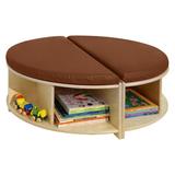 Wood Designs Read-A-Round Circle Bench w/ Brown Cushion & Trays in Red/Brown | 36 H x 36 W x 18.5 D in | Wayfair 991518BN-CT