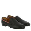 Gucci Shoes | Gucci Men's 'Hebron' Black Leather Slip-On Loafers | Color: Black/Red | Size: 8