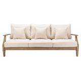 Joss & Main Samya 83" Wide Outdoor Patio Sofa w/ Cushions Wood/Natural Hardwoods/Metal in White | 32.6 H x 83 W x 35.6 D in | Wayfair