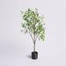 Beachcrest Home™ Artificial Potted Milan Leaf Tree in Planters Pot. Silk/Plastic in Black | 48 H x 26 W x 26 D in | Wayfair