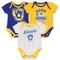 Newborn Royal/Gold/Cream Milwaukee Brewers Three-Pack Number One Bodysuit