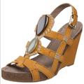 Anthropologie Shoes | Apepazza Ambra Leather Sandal Wedge Heel Size 8.5 | Color: Tan | Size: 8.5