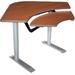 Symple Stuff 59" L Armstrong Height Adjustable Training Table w/ Modesty Panel Metal in White/Brown | 50 H x 59 W x 42 D in | Wayfair