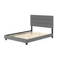 Latitude Run® Boyd Sleep Sicily Linen Tri Panel Platform Bed Frame w/ Headboard Upholstered/Linen in Gray/Black | 46 H x 56 W x 78.75 D in | Wayfair