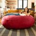 Latitude Run® 6 Foot Giant Bean Bag Sofa Polyester/Fade Resistant/Velvet/Microfiber/Microsuede in Red/Brown | 20 H x 72 W x 72 D in | Wayfair