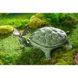 Bayou Breeze Efrain Metal Turtle w/ Butterfly Garden Statue Metal in Green | 6.75 H x 9 W x 14 D in | Wayfair 5362FCB3D7454A7DBECC31914A03231A