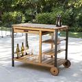 Rosalind Wheeler Murcott Bar Cart Wood/Metal in Black/Brown/White | 33.5 H x 43.75 W x 22.75 D in | Outdoor Furniture | Wayfair