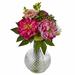 Charlton Home® Mixed Floral Centerpiece in Vase Polyester/Faux Silk/Plastic/Fabric in Red | 14 H x 8 W x 7 D in | Wayfair