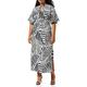 Truth & Fable Damen Maxi A-Linien-Kleid, Schwarz Weiß Zebrastreifen, 36