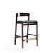 Wrought Studio™ Gattu Bar & Counter Stool Wood/Upholstered/Leather in Black | 36.75 H x 20 W x 20.5 D in | Wayfair DAA18177D4524507BE6DFC3EF97BA19D