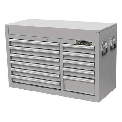 WESTWARD 53RH50 WESTWARD Top Chest, 11 Drawer, Silver, Stainless Steel, 42 in W