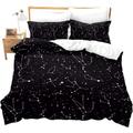 Galaxy Constellation Bedding Set Double Universe Planets Decor Duvet Cover Black Bedding Outer Space Bed Sets Teens Kids Starry Sky Series Quilt Cover Soft Bed Cover Black White Galaxy Bedding