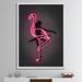 East Urban Home Neon Pink Flamingo & Ballerina - Picture Frame Print on Canvas in Gray/White | 46 H x 36 W x 1.5 D in | Wayfair