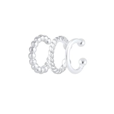 Elli - Earcuff 3er Set Kugel Geo Minimal 925 Silber Earcuffs Damen