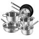 Karcher Jovita Stainless Steel Cookware Induction Saucepan Set Pots with Glass Lids/Pan/Saucepan 10 Piece