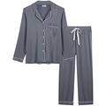 Amorbella Womens Summer Bamboo Short Sleeve Button Up Pajama/Pj/Sleep Shorts Set(Grey,XXL)