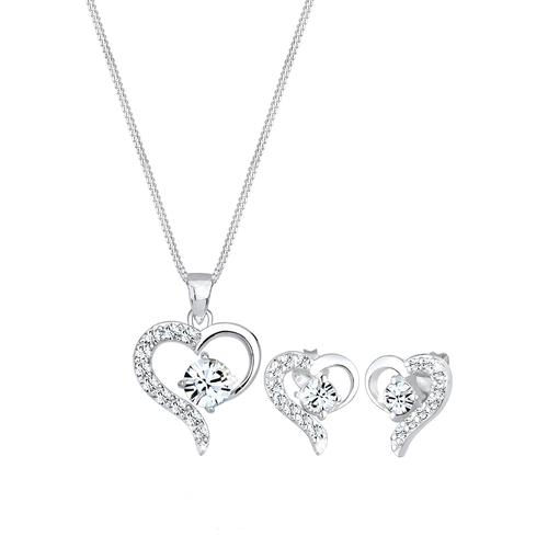 Elli – Elli Schmuckset Herz Kristalle Edel 925 Silber Schmuck-Set Damen