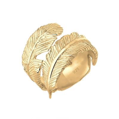 Elli Wickelring Feder Boho 925 Sterling Silber goldfarben Damen