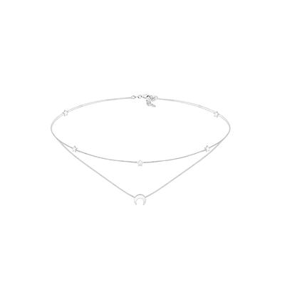 Elli - Layer Choker Astro Halbmond Sterne 925 Silber Ketten 1 ct Damen