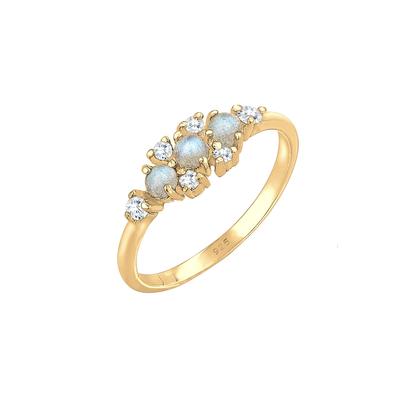 Elli Bandring Labradorit Edelstein Zirkonia 925 Silber 54 Damen