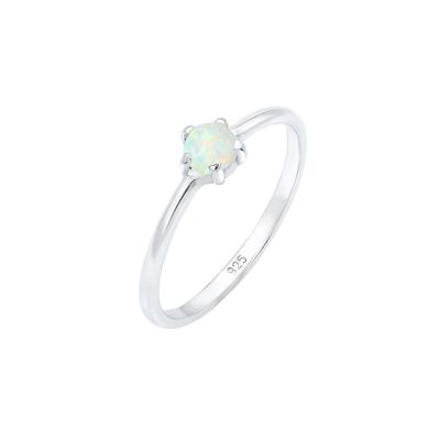 Elli Basic Trend Bandring Synthetischer Opal 925 Silber 52 Damen