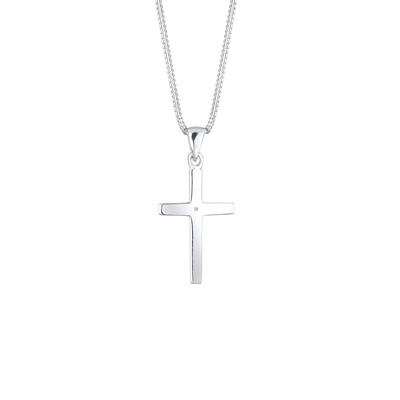 Elli DIAMONDS - Basic Kreuz Glaube Diamant (0.005 ct) 925 Silber Ketten 1 ct Damen