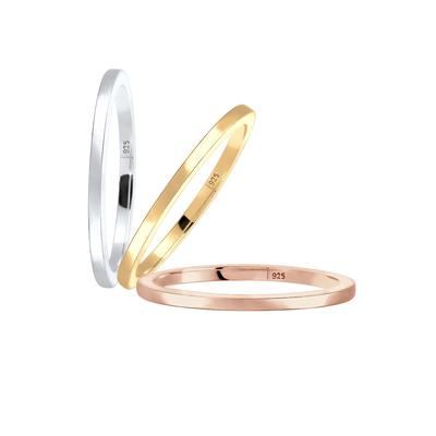 Elli Ring Set Basic Stacking Tricolor 925 Silber vergoldet 56 Damen Image