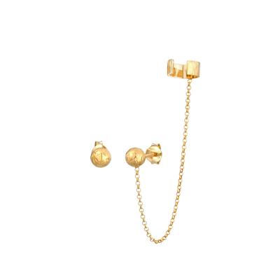 Elli Earcuff Set Asymmetrisch Kugel Trend 925 Silber goldfarben Damen