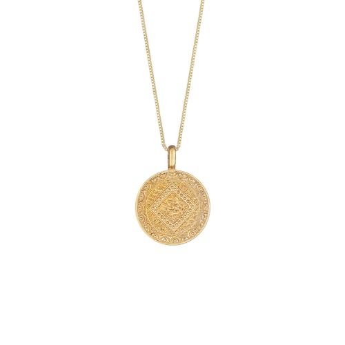 Elli – Elli Halskette Münze Plättchen Vintage Look Ornament 925 Silber Ketten Damen