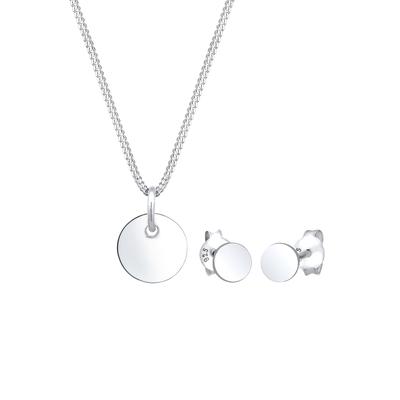 Elli - Basic Set Kreis Halskette Ohrstecker 925 Silber Schmuck-Set 1 ct Damen