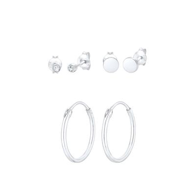 Elli 3er Set Stecker Kristalle 925 Silber silberfarben Damen