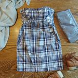 American Eagle Outfitters Dresses | American Eagle Strapless Dress In Perfect Plaid | Color: Gray/White | Size: 10