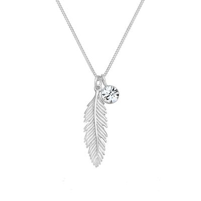 Elli - Feder Boho Kristall 925 Sterling Silber Ketten 1 ct Damen