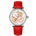 RORIOS Womens Skeleton Watch Dial Self-Winding Automatic Watch with Leather Band Women Wrist Watch