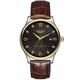 Men's Watches Luminous Leather Strap Watch Waterproof Fashion Watch, Gold Black Face Brown Strap