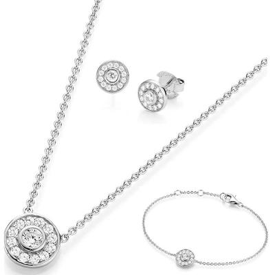 Giorgio Martello Milano - Kette 3-teiliges Zirkonia Schmuckset, Silber 925 Schmuck-Set 1 ct Silber Damen