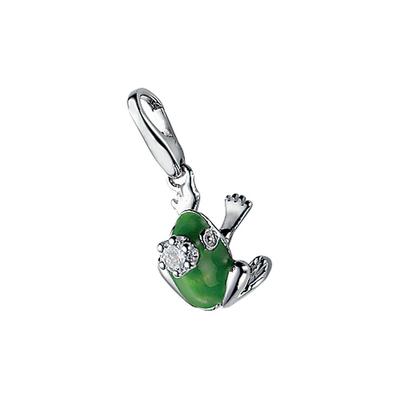 Giorgio Martello Milano - Charm Frosch mit Krone und Zirkonia, Silber 925 Charms & Kettenanhänger 1 ct Grün Damen