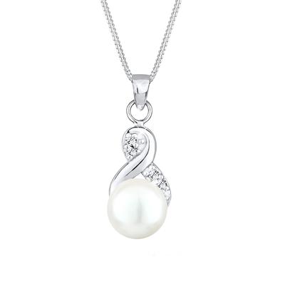 Elli Halskette Infinity Perle Kristalle 925 Silber Weiß Damen