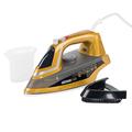 JML Steam Iron with Ceramic Soleplate - 2200W, 380ml Water Tank, 2.44m Cord - Pressurised Clothes Steamer and Vertical Steaming, Contact-Free Ironing, Texture Brush - Phoenix Gold