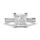 14k White Gold Solitaire 1.5ct Simulated Princess Cut Diamond Engagement Ring with Side Stones Promise Bridal Ring 14k white gold