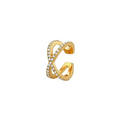 Elli Single Earcuff Kreuz Kristalle 925 Silber goldfarben Damen