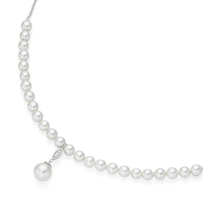 Giorgio Martello Milano - Collier mit Muschelkernperlen, Perl-Behang mit Zirkonia, Silber 925 Ketten 1 ct Weiss Damen