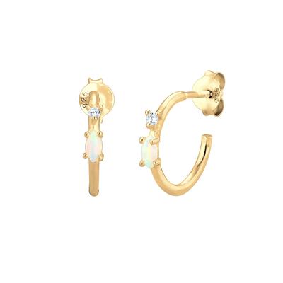 Elli Ohrringe Creole Marquise Opal Zirkonia 925 Sterling Silber goldfarben Damen