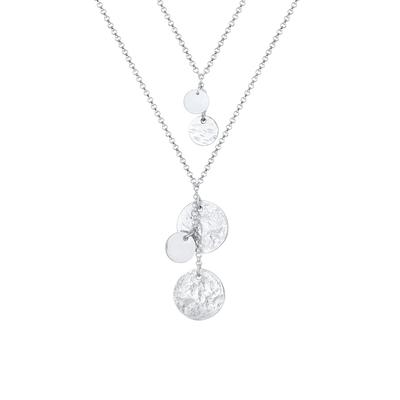 Elli PREMIUM Layer Erbskette Plättchen Anhänger 925 Silber 45 Damen
