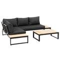 greemotion Lounge-Set Rio, Gartenmöbel-Set aus Aluminium & Akazienholz FSC 100%, Schwarz / Holzfarben / Grau, Mittel