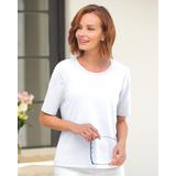 Appleseeds Women's Prima™ Cotton Ultimate Elbow-Sleeve Tee - White - PL - Petite